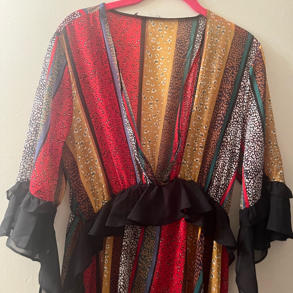 *SALE-(Multicolor C-thru Women's Dress with Ruffle Details) Best offer